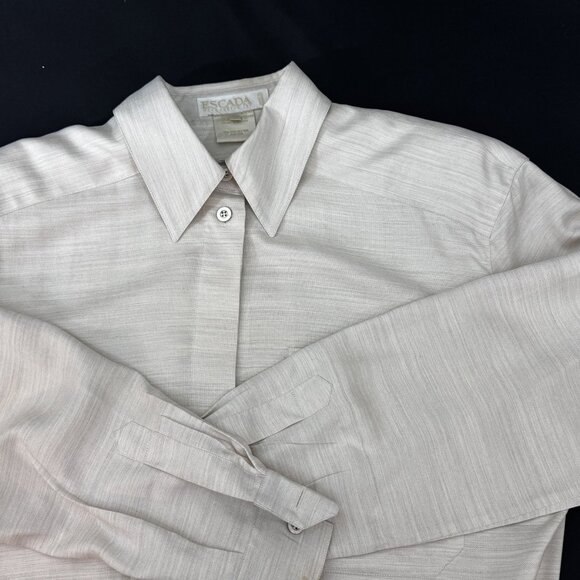 Escada Beige Button Down Silk Shirt Size 40 (US: 10) - Picture 3 of 4